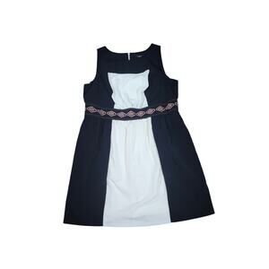 Luxology Lux II Colorblock Knee Length Dress 18W Aztec Embroidered Waist Grunge